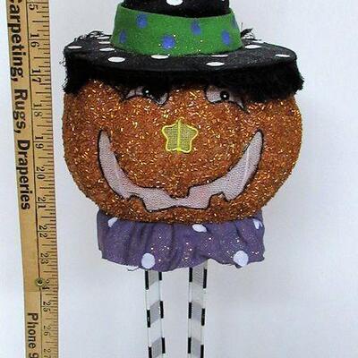 Too Cute Halloween Pumpkin on Metal Legs, Tall and Happy
