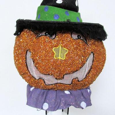 Too Cute Halloween Pumpkin on Metal Legs, Tall and Happy