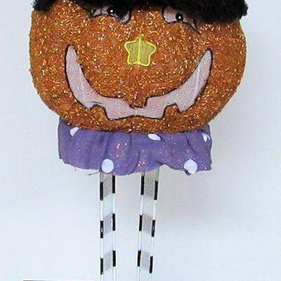 Too Cute Halloween Pumpkin on Metal Legs, Tall and Happy