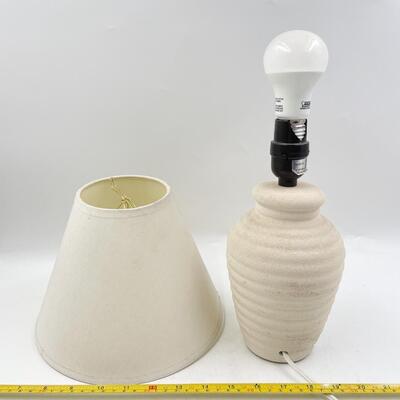 SMALL CREAM POTTERY LAMP & SHADE