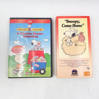 â€œPEANUTSâ€ DVD AND VHS SET - â€œA CHARLIE BROWN VALENTINEâ€ & â€œSNOOPY, COME HOMEâ€