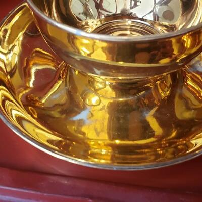 Gold Noritake small teapot and 3 cups and saucers