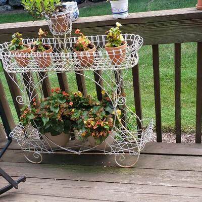 Beautiful vintage wrought iron planter plants included!