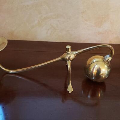 Heavy brass candle holder 13 in Long