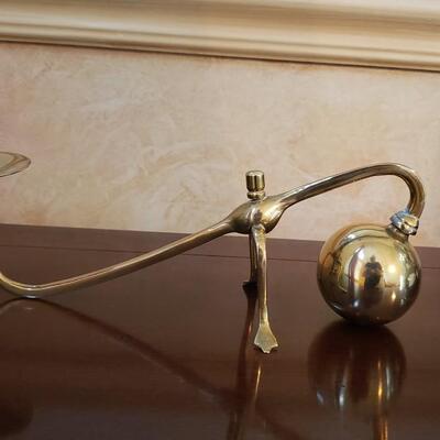 Heavy brass candle holder 13 in Long