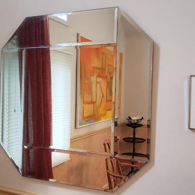 36 inch square vintage mirror signed