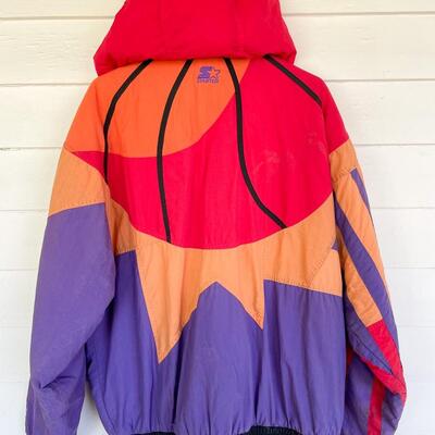 VINTAGE "PHOENIX SUNS" HEAVY WINDBREAKER HOODIE #1 - SIZE L