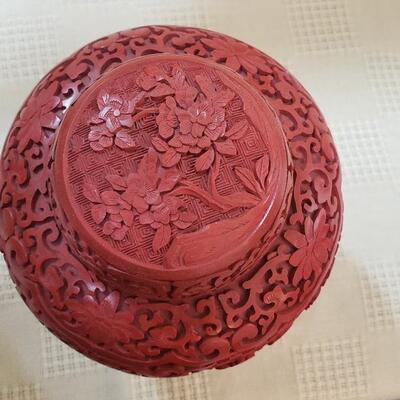 Chinese Cinnabar carved Ginger Jar