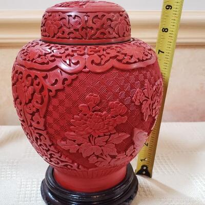 Chinese Cinnabar carved Ginger Jar