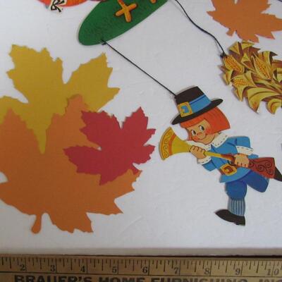 Lot of Vintage Fall Themed Decorations, Window Clings, Flats, Honeycomb