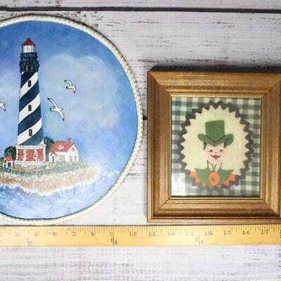 Pair of Vintage Handcrafted and Framed Art Projects