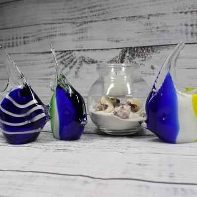 Ocean Fish Beach Theme Glass Home Decor