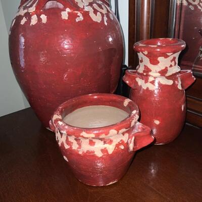 Set of 3 c  Clay Pots