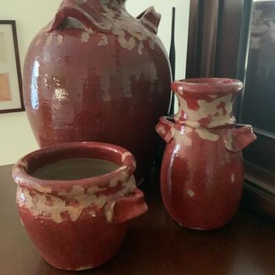 Set of 3 c  Clay Pots
