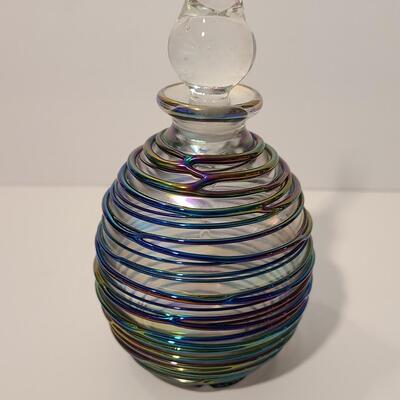 Lot 471: Iridescent Art Glass Perfume Bottles 