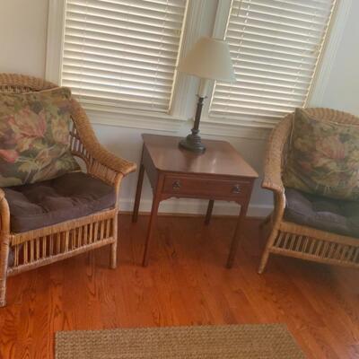 Pair of Wicker Arm Chairs 