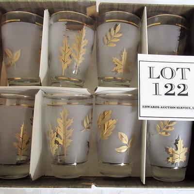 Set of 8 Libbey Golden Foliage Flat Tumblers in Original Box