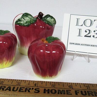 Red Apples Salt and Pepper and Napkin Holder Set