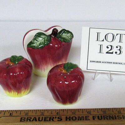 Red Apples Salt and Pepper and Napkin Holder Set