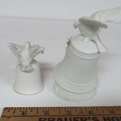 2 Bisque Dove Bells, One is Touch of Rose, Roman, 1986