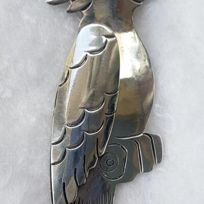 Sterling silver parrot cockatoo pin made in Mexico 925