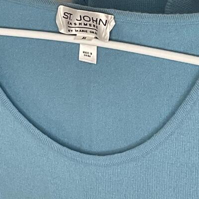 St John Sky Blue Cashmere Sweater Set XL