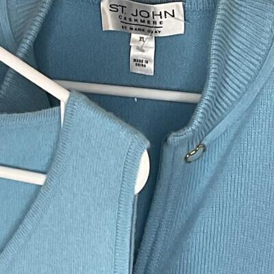 St John Sky Blue Cashmere Sweater Set XL
