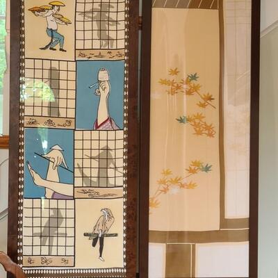 Lot 489: Japanese Framed Tea Towels 
