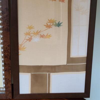 Lot 489: Japanese Framed Tea Towels 