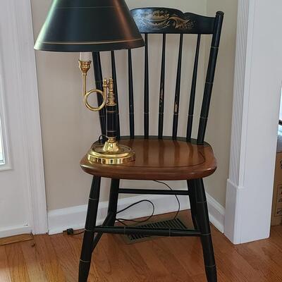 Lot 474: Hitchcock Chair and Matching Desk Lamp 