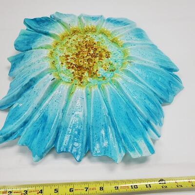 Aqua Colored Freeform Glass Dish