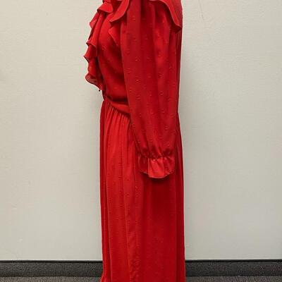 Retro Red Ruffled Maxi Style Prairie Dress Barbara Barbara California
