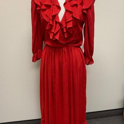 Retro Red Ruffled Maxi Style Prairie Dress Barbara Barbara California