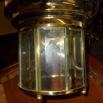 Brass and Glass Chandelier and Ceiling Light