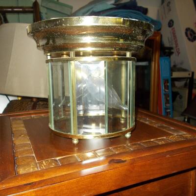 Brass and Glass Chandelier and Ceiling Light