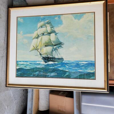 framed 38 1/2 by 32 1/2 framed and ready to sail the seas