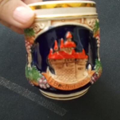 Set of 6 antique German Mugs with Gold Trim (one of two lots)