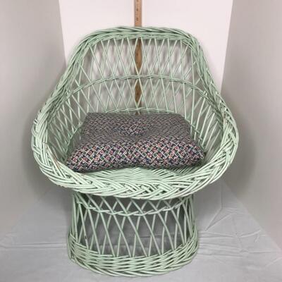 Vintage Childâ€™s Wicker Chair with cushion 