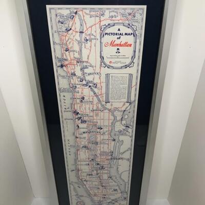 1 of a kind framed 1936 Manhattan NY Map