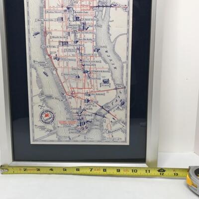 1 of a kind framed 1936 Manhattan NY Map