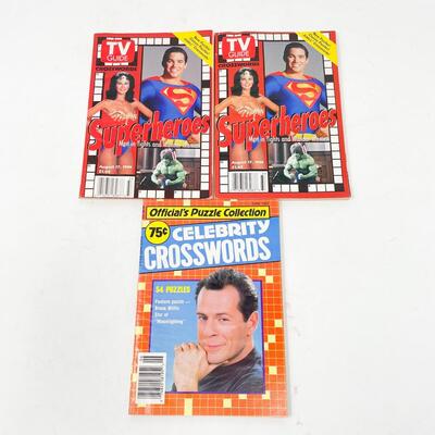 VINTAGE TV GUIDE CELEBRITY & SUPHERO CROSSWORDS