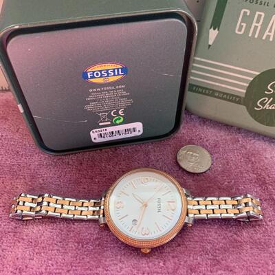 #14 Fossil Heather Silver Dial Two-Tone Womenâ€™s Watch