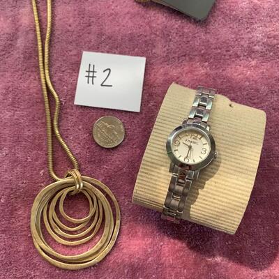 #22 Fossil Watch and Necklace