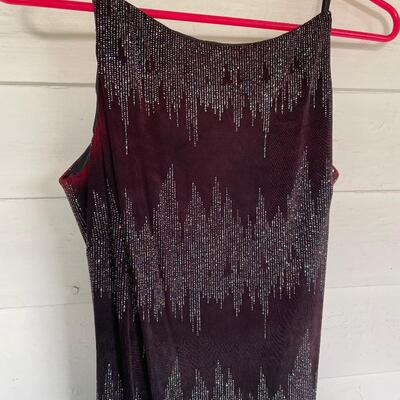 BLACK SPARKLY BACKLESS EVENING DRESS - SIZE 9-10