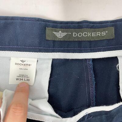 DOCKERS NAVY PLEATED PANTS - MENâ€™S W34 L30