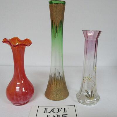 3 Vintage Decorative Glass Bud Vases