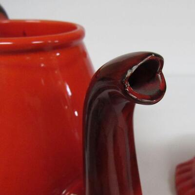 Vintage Metlox Red Rooster Coffee Server and Tab Handled Bowl