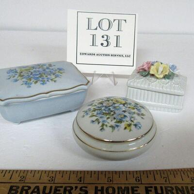 2 Vintage Trinket Boxes and a Candle