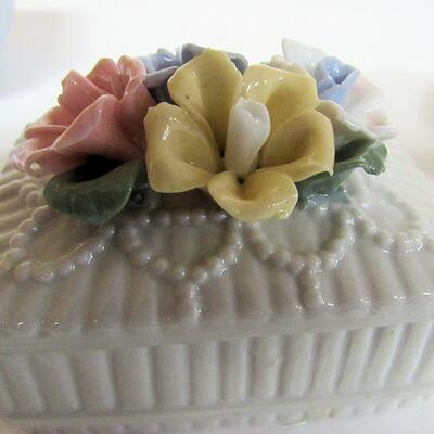 2 Vintage Trinket Boxes and a Candle
