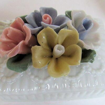 2 Vintage Trinket Boxes and a Candle
